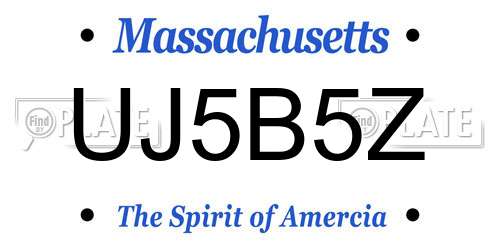 UJ5B5Z Massachusetts License Plate