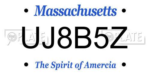 UJ8B5Z Massachusetts License Plate