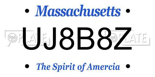 UJ8B8Z Massachusetts License Plate