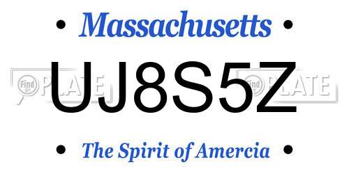 UJ8S5Z Massachusetts License Plate