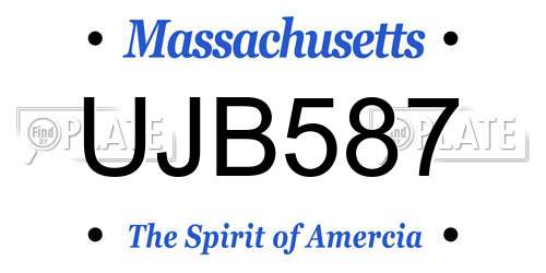 UJB587 Massachusetts License Plate