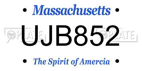 UJB852 Massachusetts License Plate