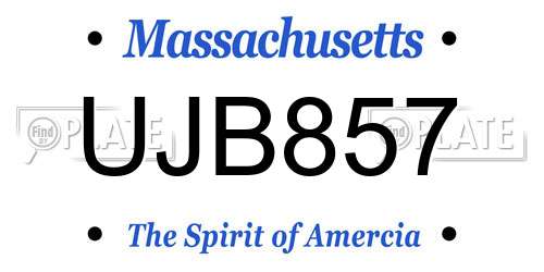 UJB857 Massachusetts License Plate