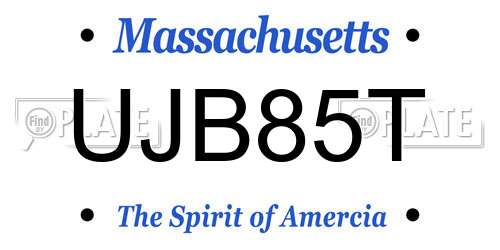 UJB85T Massachusetts License Plate
