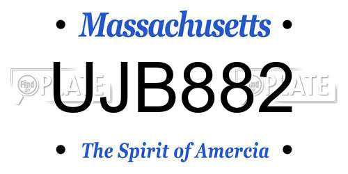 UJB882 Massachusetts License Plate