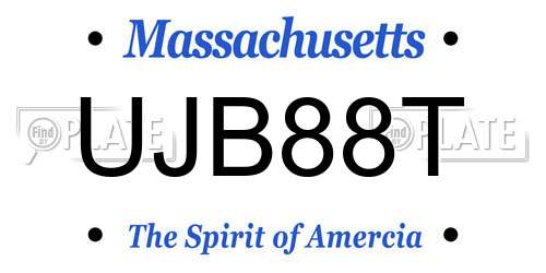 UJB88T Massachusetts License Plate