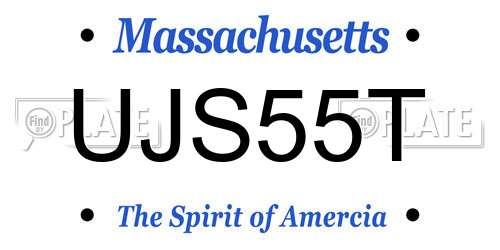 UJS55T Massachusetts License Plate