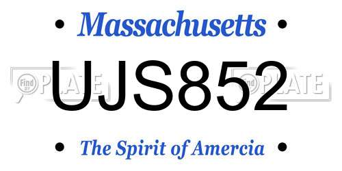 UJS852 Massachusetts License Plate