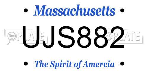 UJS882 Massachusetts License Plate