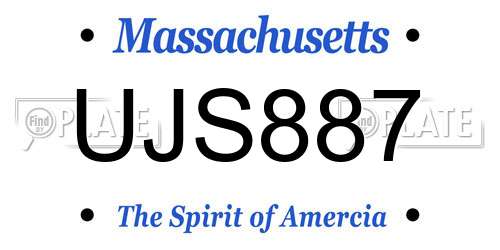 UJS887 Massachusetts License Plate