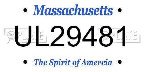 UL29481 Massachusetts License Plate