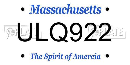 ULQ922 Massachusetts License Plate