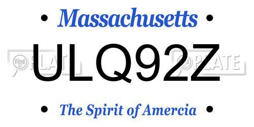 ULQ92Z Massachusetts License Plate