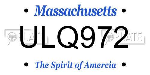 ULQ972 Massachusetts License Plate