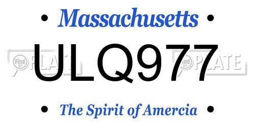 ULQ977 Massachusetts License Plate
