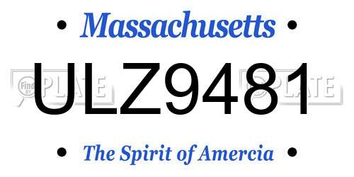 ULZ9481 Massachusetts License Plate