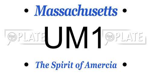 UM1 Massachusetts License Plate