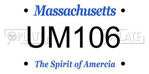UM106 Massachusetts License Plate
