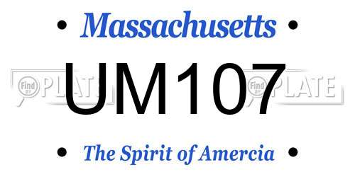 UM107 Massachusetts License Plate