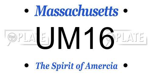 UM16 Massachusetts License Plate