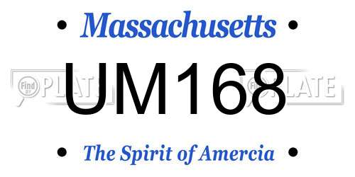 UM168 Massachusetts License Plate