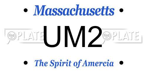 UM2 Massachusetts License Plate
