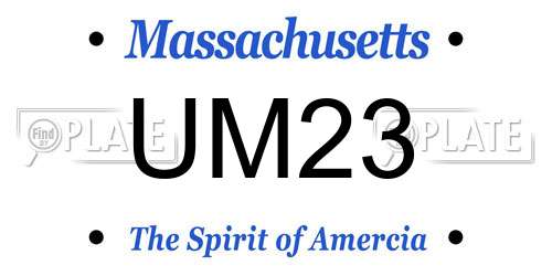 UM23 Massachusetts License Plate