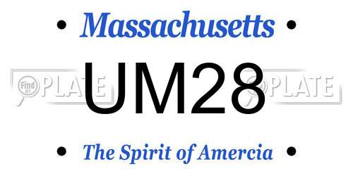 UM28 Massachusetts License Plate