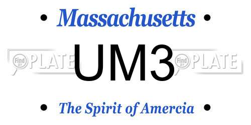 UM3 Massachusetts License Plate