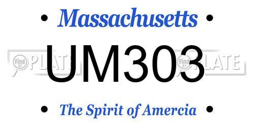 UM303 Massachusetts License Plate