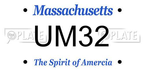 UM32 Massachusetts License Plate