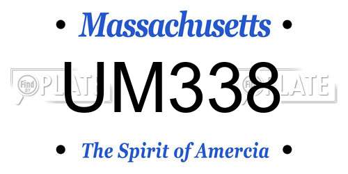 UM338 Massachusetts License Plate