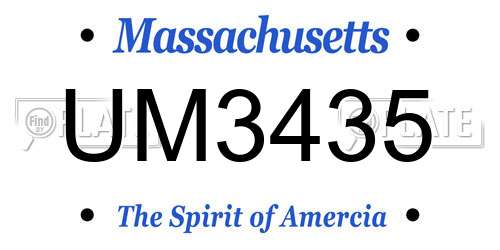 UM3435 Massachusetts License Plate