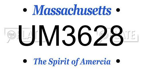 UM3628 Massachusetts License Plate