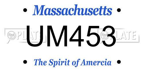 UM453 Massachusetts License Plate