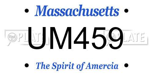 UM459 Massachusetts License Plate