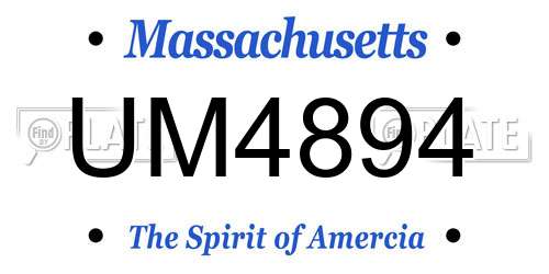 UM4894 Massachusetts License Plate