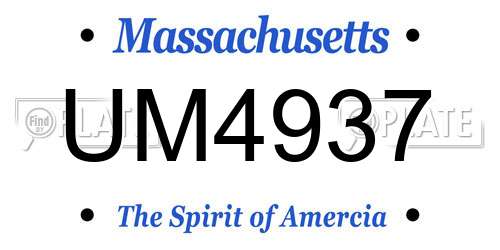 UM4937 Massachusetts License Plate