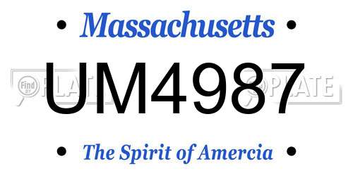 UM4987 Massachusetts License Plate