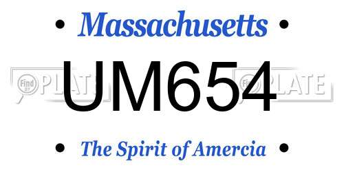 UM654 Massachusetts License Plate