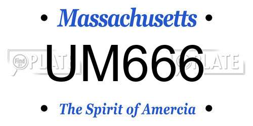UM666 Massachusetts License Plate