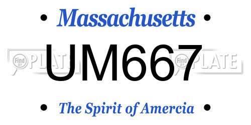 UM667 Massachusetts License Plate