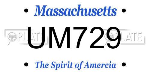 UM729 Massachusetts License Plate