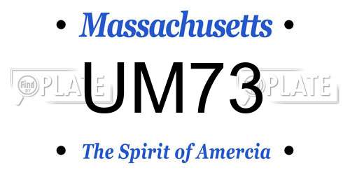 UM73 Massachusetts License Plate