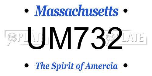 UM732 Massachusetts License Plate
