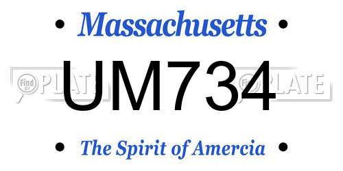 UM734 Massachusetts License Plate