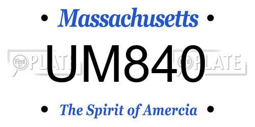 UM840 Massachusetts License Plate