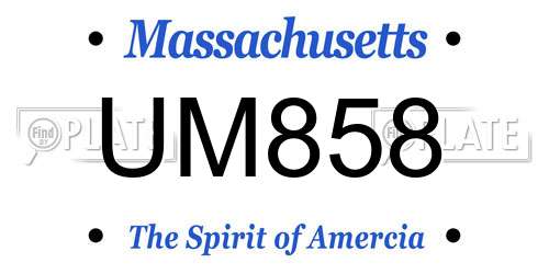 UM858 Massachusetts License Plate