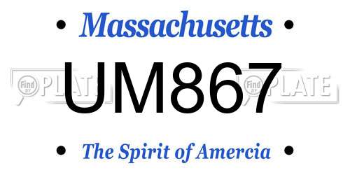UM867 Massachusetts License Plate