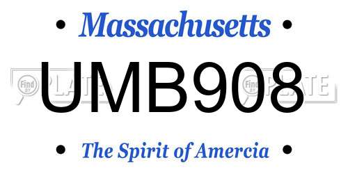 UMB908 Massachusetts License Plate